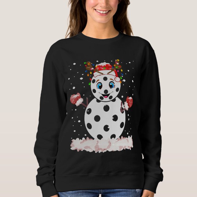 Pickleball Snowman Christmas Winter Sports Games Sweatshirt (Front)