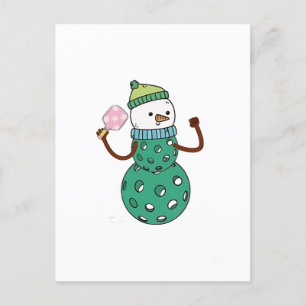 Pickleball Snowman Funny Christmas Xmas Holiday Postcard