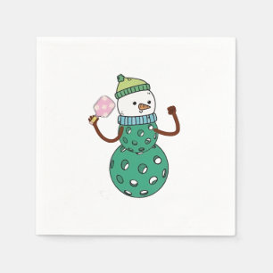 Pickleball Snowman Funny Christmas Xmas Napkin