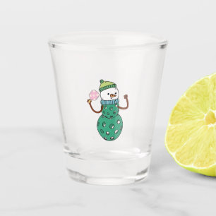 Pickleball Snowman Funny Christmas Xmas Shot Glass