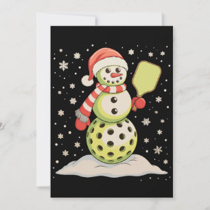 Pickleball Snowman Santa Hat Christmas Lights Xmas Invitation