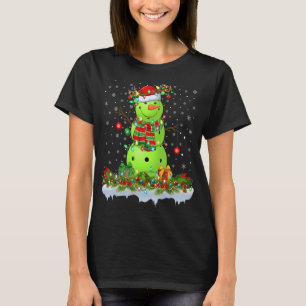 Pickleball Snowman Xmas Lights Pickleball Christma T-Shirt