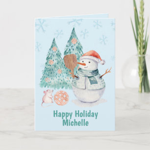 Pickleball Snowmen, minty Christmas Card
