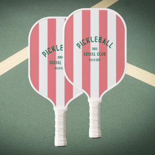 Pickleball Social Club Custom Pink Cabana Stripe Pickleball Paddle