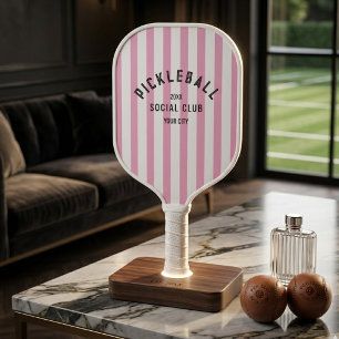 Pickleball Social Club Custom Pink Stripe Paddle
