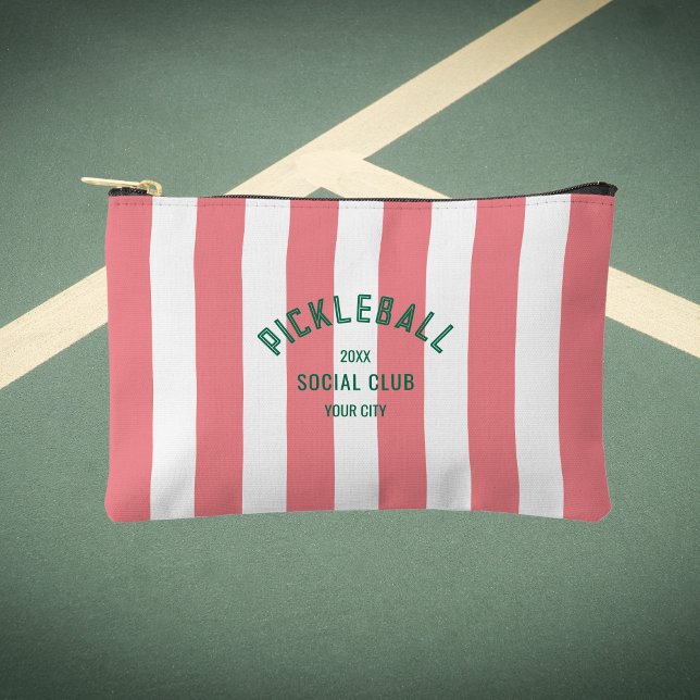 Pickleball Social Club Pink Cabana Stripe Accessory Pouch (Creator Uploaded)