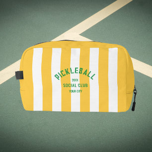 Pickleball Social Club Yellow Stripe Monogram Dopp Kit