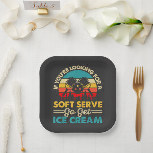 Pickleball Soft Serve Funny Sports Pun Paper Plate