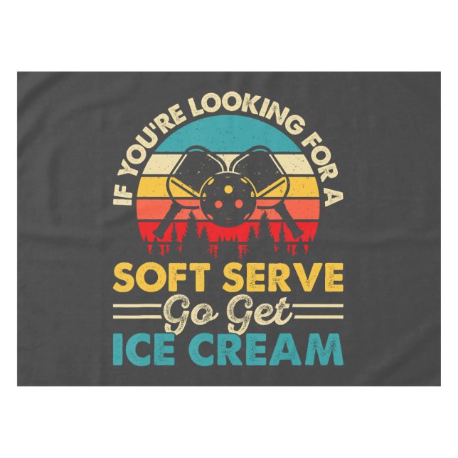 Pickleball Soft Serve Funny Sports Pun Tablecloth (Front (Horizontal))