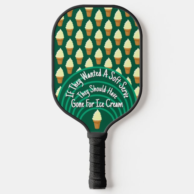 Pickleball Soft Serve Ice Cream Cones Funny Green Paddle (Front)