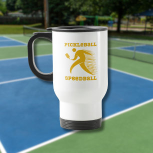 Pickleball Speedball player with speed Travel Mug