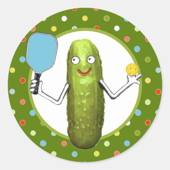Pickleball Sports Collectable Classic Round Sticker (Front)