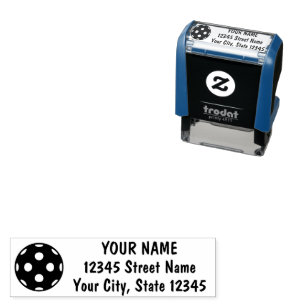 Pickleball sports logo custom return address self-inking stamp