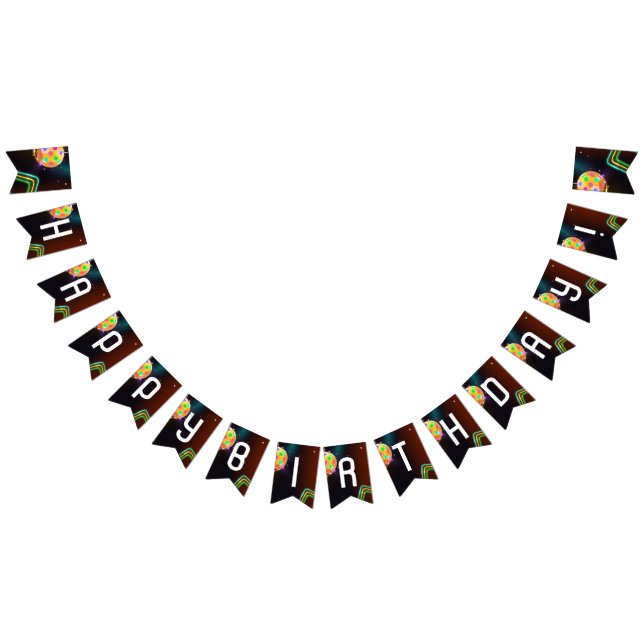Pickleball Sports Neon Theme Disco ball Party Bunting (All)