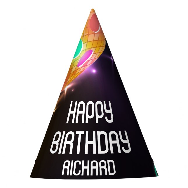 Pickleball Sports Neon Theme Disco ball Party Party Hat (Front)