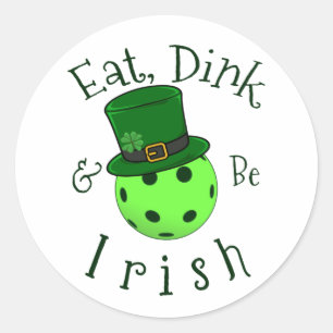 Pickleball St Patricks Day Classic Round Sticker