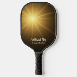 Pickleball Star Modern Cool Light Monogrammed Name Pickleball Paddle