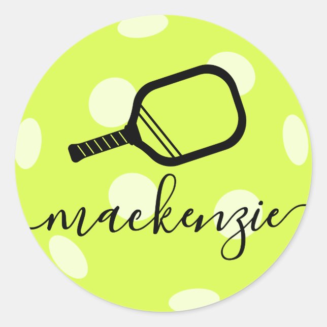 Pickleball Sticker Bright Personalised Script Name (Front)