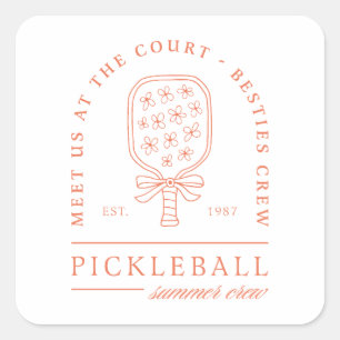 Pickleball summer besties club girls crew square sticker