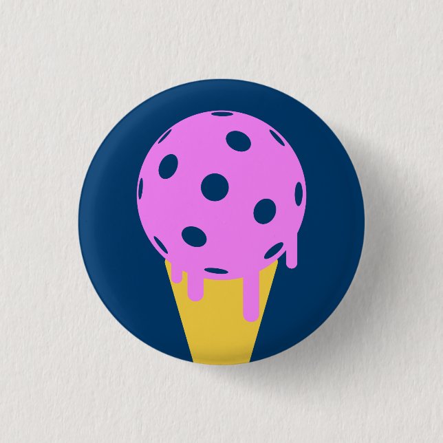 Pickleball Summer Ice Cream Cone Button (Front)