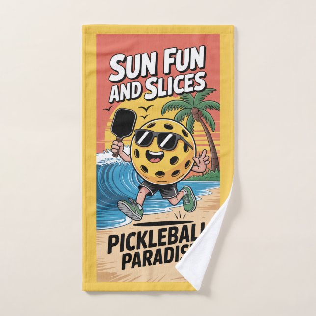 Pickleball Sun Fun And Slices Funny Vacation Hand Towel (Hand Towel)