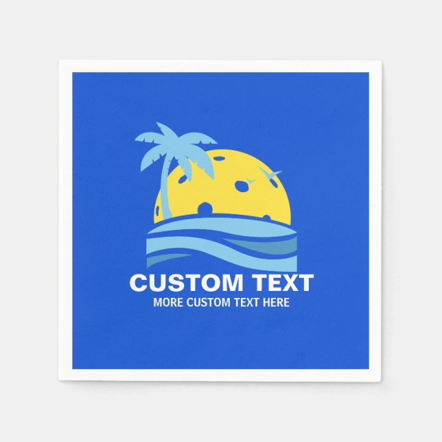 Pickleball Sun Palm Trees Pickleball Party Custom  Napkin (Front)