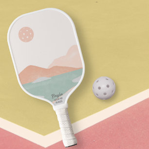 Pickleball Sunset Minimal Neutral Landscape Custom Paddle