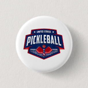 Pickleball Support the Team Pickleball Player USA  3 Cm Round Badge