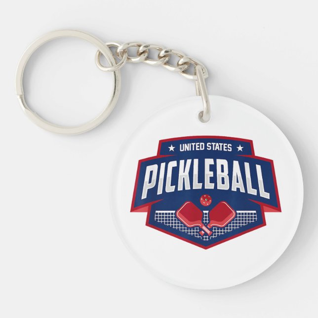 Pickleball Support the Team Pickleball Player USA  Key Ring (Front)