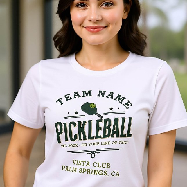 Pickleball Team Club Player Green Personalised Tri-Blend Shirt (pickleball personalized shirt emblem club team player vintage custom text name green lime)