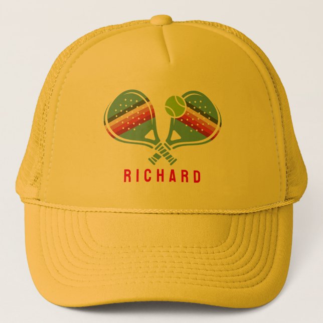Pickleball Team Striped Paddles Custom Trucker Hat (Front)