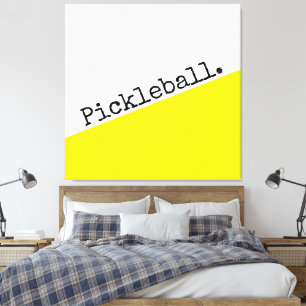 PICKLEBALL Text Bright Yellow White Colour Block Canvas Print
