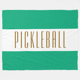PICKLEBALL Text Sporty Bright Green White Stripes Fleece Blanket