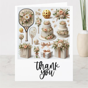 Pickleball thank you card with flower watercolor