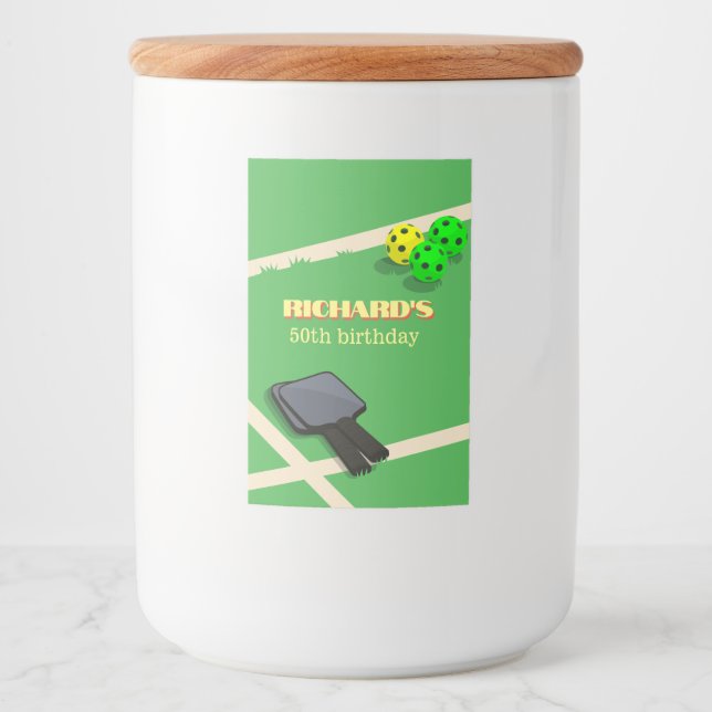Pickleball Themed Sports Dinking Birthday Party Food Label (Front)
