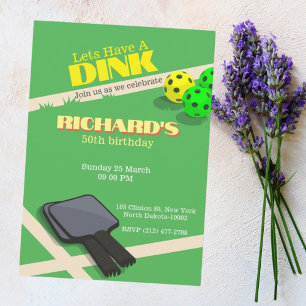 Pickleball Themed Sports Dinking Birthday Party Invitation