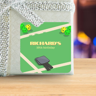 Pickleball Themed Sports Dinking Birthday Party Square Sticker