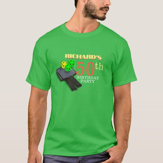 Pickleball Themed Sports Dinking Birthday Party T-Shirt (Front)