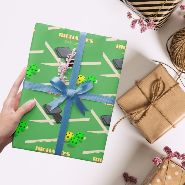 Pickleball Themed Sports Dinking Birthday Party Wrapping Paper (Creator Uploaded)