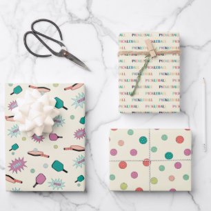 Pickleball Themed with Paddles, Wiffle Balls, etc! Wrapping Paper Sheet