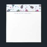 Pickleball To Do After Pickleball Dink Notepad<br><div class="desc">This notepad features a vibrant, fun pattern with striped pickleball paddles, balls and the word "dink!." In shades of blue, green, pink and yellow. Text reads "To Do After Pickleball... " but is customisable with a phrase or name of your choice. Part of a collection from Parcel studios.</div>