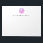 Pickleball To Do After Pickleball Player Notepad<br><div class="desc">This notepad features a pickleball with the phrase "To Do After Pickleball... ". Text is customisable with a phrase or name of your choice. Makes a great gift for pickleball players. Part of a collection from Parcel studios.</div>