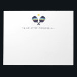 Pickleball To Do After Pickleball Player Notepad<br><div class="desc">This notepad features a vibrant,  fun pattern with striped Pickleball paddles. In shades of blue,  green and yellow. Text reads "To Do After Pickleball... " but is customisable with a phrase or name of your choice. Makes a great gift for Pickleball players. Part of a collection from Parcel studios.</div>