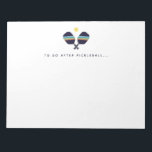 Pickleball To Do After Pickleball Player Notepad<br><div class="desc">This notepad features a vibrant,  fun pattern with striped Pickleball paddles. In shades of blue,  green and yellow. Text reads "To Do After Pickleball... " but is customisable with a phrase or name of your choice. Makes a great gift for Pickleball players. Part of a collection from Parcel studios.</div>