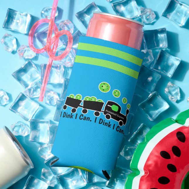 Pickleball Training I Dink I Can Blue and Green Seltzer Can Cooler (In Situ Summer)