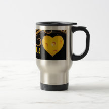 Pickleball Travel Mug with Yellow Pickleball Heart