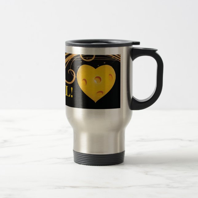 Pickleball Travel Mug with Yellow Pickleball Heart (Right)
