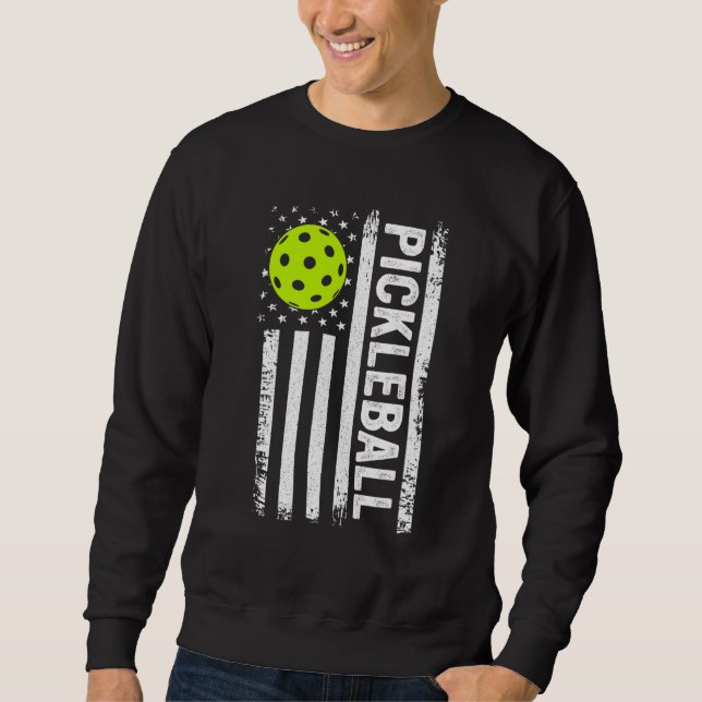 Pickleball Us Flag Sweatshirt (Front)