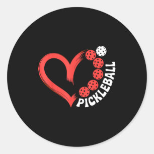 Pickleball valentine day heart classic round sticker