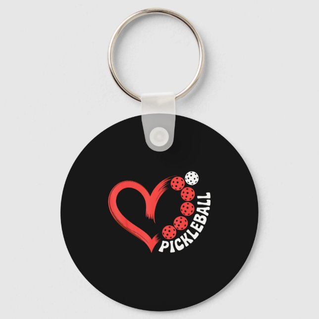 Pickleball valentine day heart  key ring (Front)